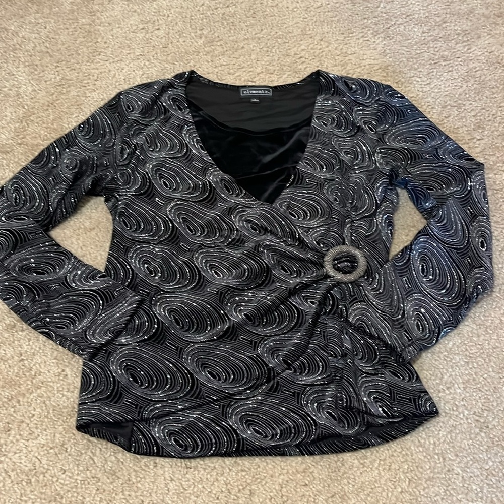 Elementz Long Sleeve Velvet Wrap Top